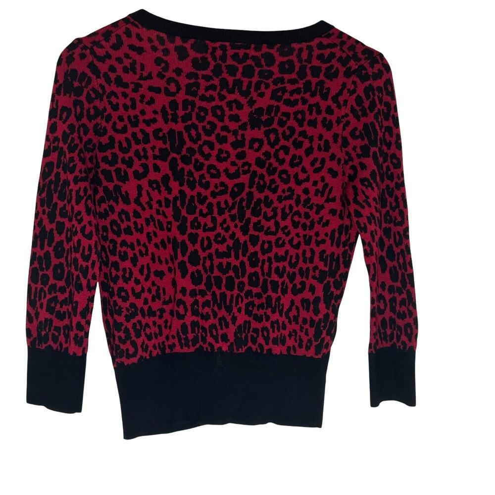 Modern Preppy Corp Goth VTG Express Red & Black Leopard Cropped Cardigan M
